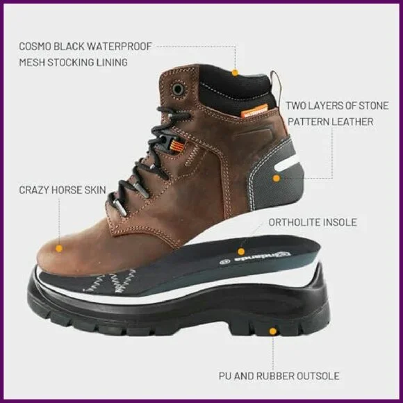 High Top Waterproof Safety Boots Slip Resistant Work Boots Size 7 10 6.5
